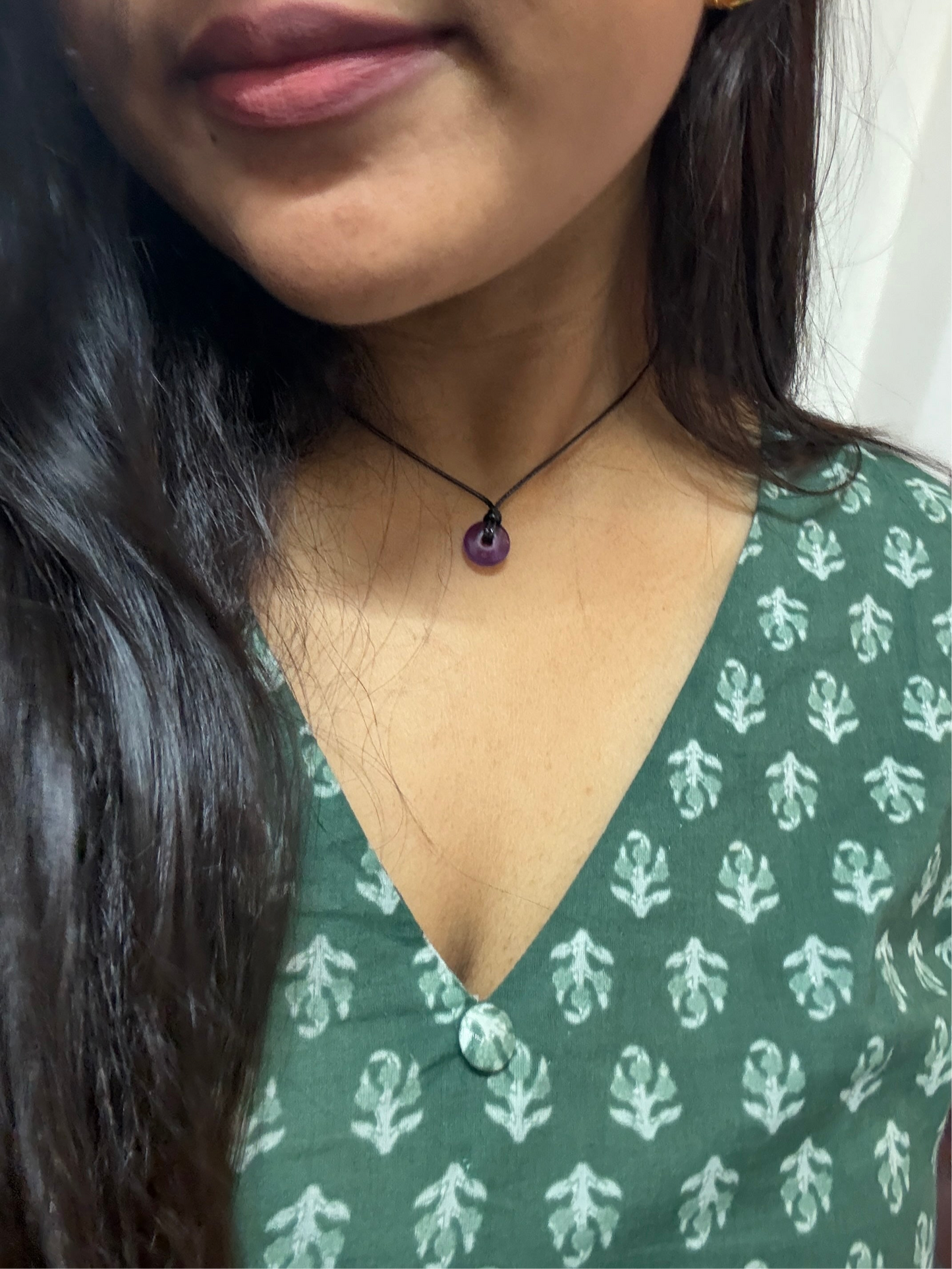 Donut Shaped Crystal Cord Choker Necklace