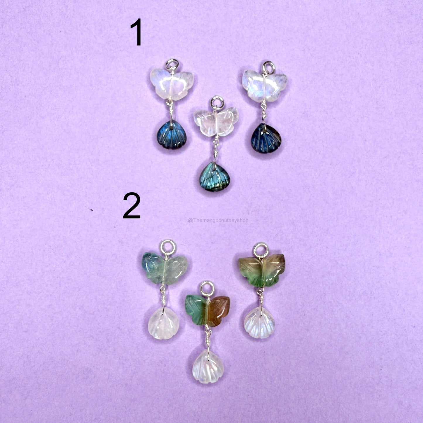 Butterfly + Shell Carving Pendants - Silver