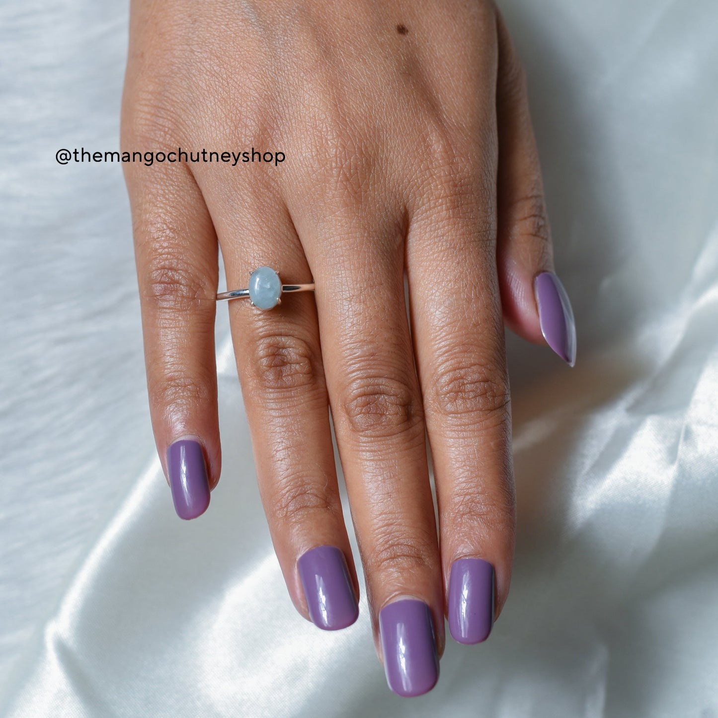 Oval Cabochon 92.5 Sterling Silver Adjustable Size Natural Crystal Stone Rings ✨ - TheMangoChutneyShop