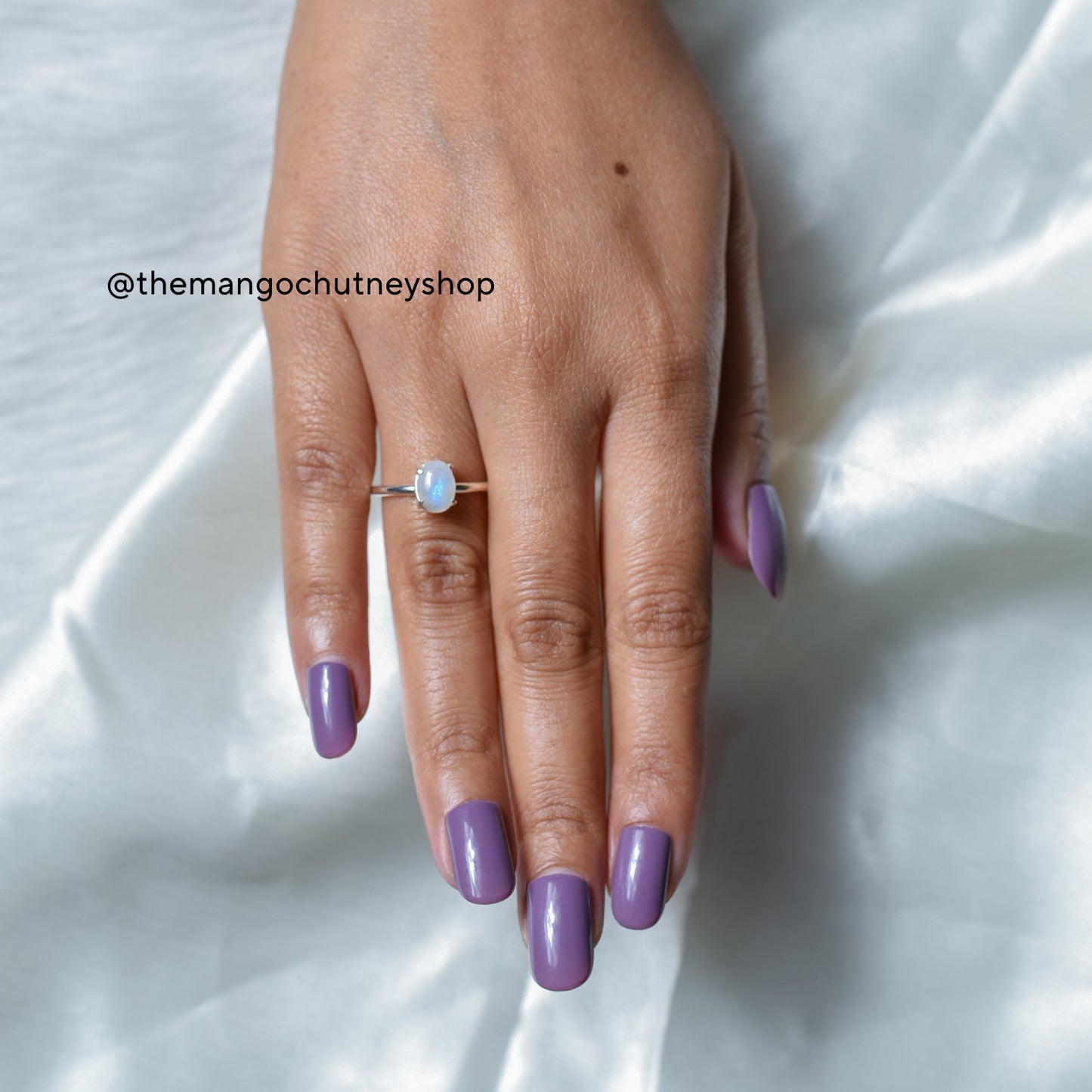 Oval Cabochon 92.5 Sterling Silver Adjustable Size Natural Crystal Stone Rings ✨ - TheMangoChutneyShop