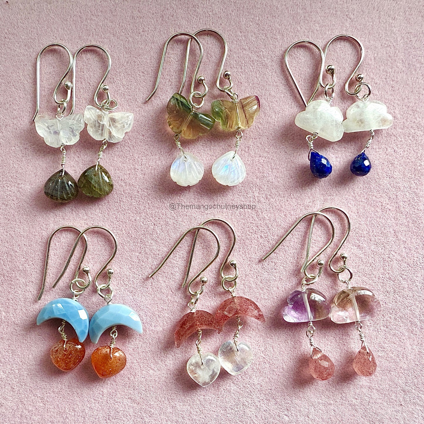 925 Crystal Stone Carving Earrings