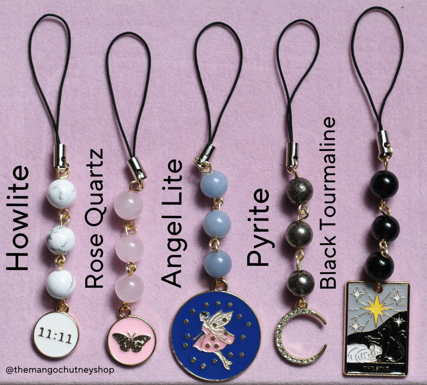 Natural Crystal Charm Phone Keychains - TheMangoChutneyShop