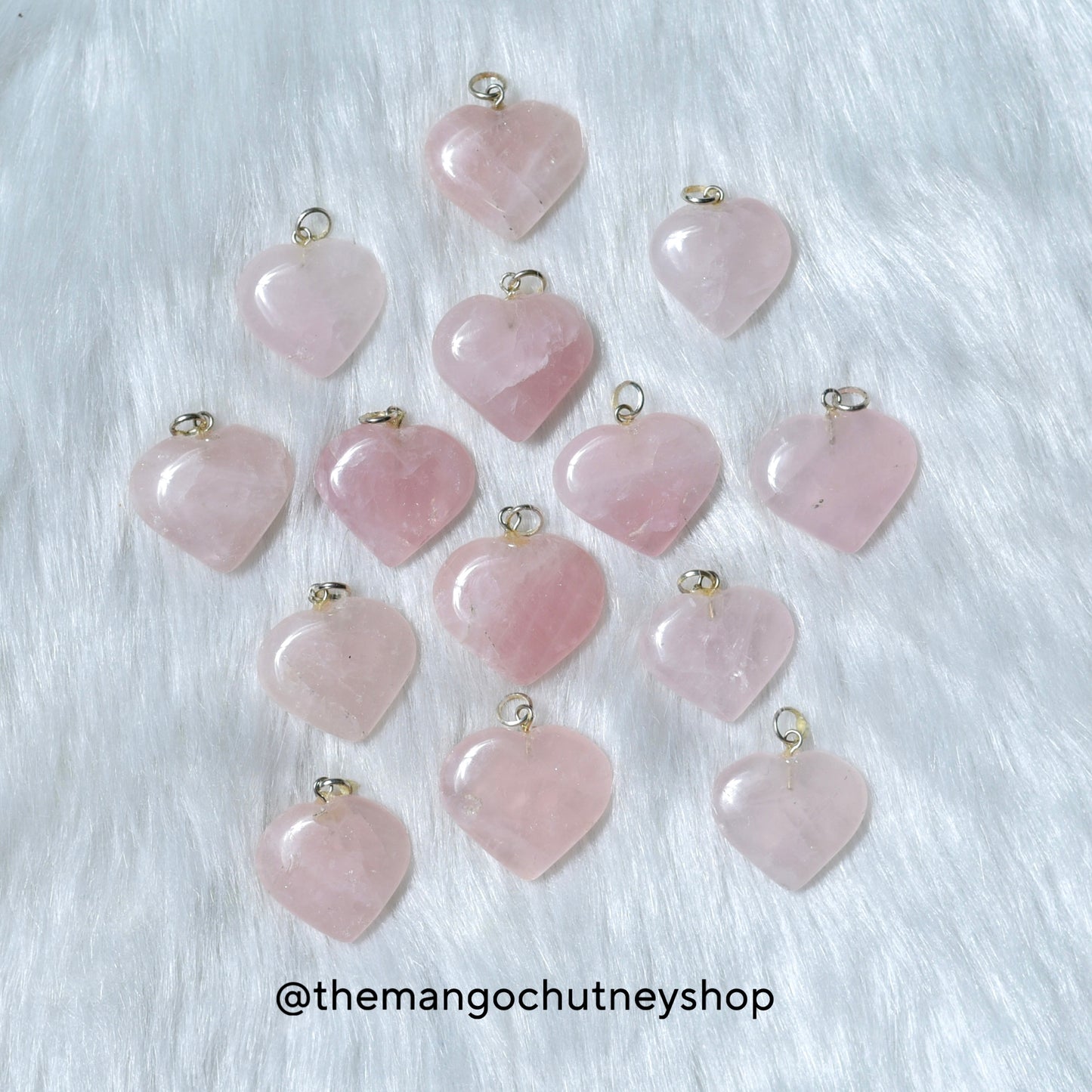 Love Pendant - Rose Quartz Heart Shaped. - TheMangoChutneyShop