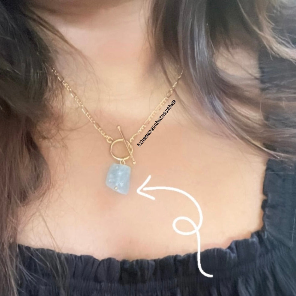 Raw Stone Natural Crystal Necklace- 18 inch - TheMangoChutneyShop