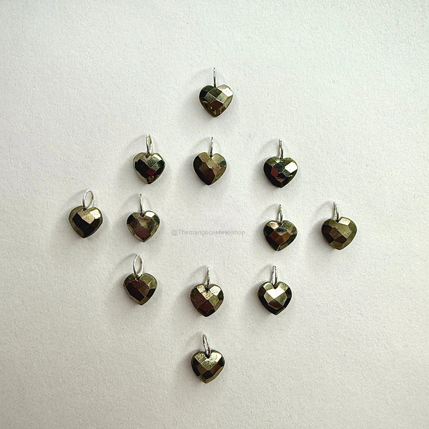 Mini Heart Pyrite Pendants - Silver (Only Pendant)