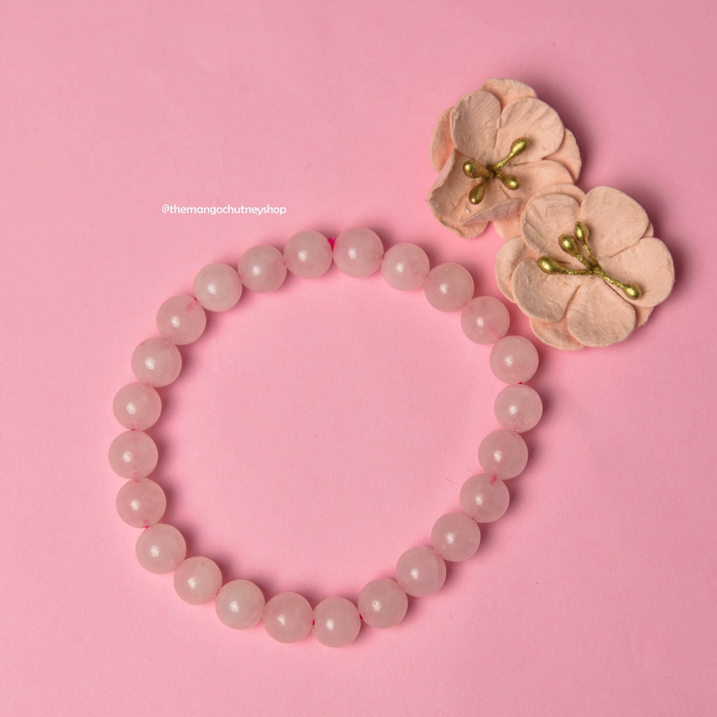 Natural Rose Quartz 8mm Bracelet With Lab Testing Certificate - TheMangoChutneyShop