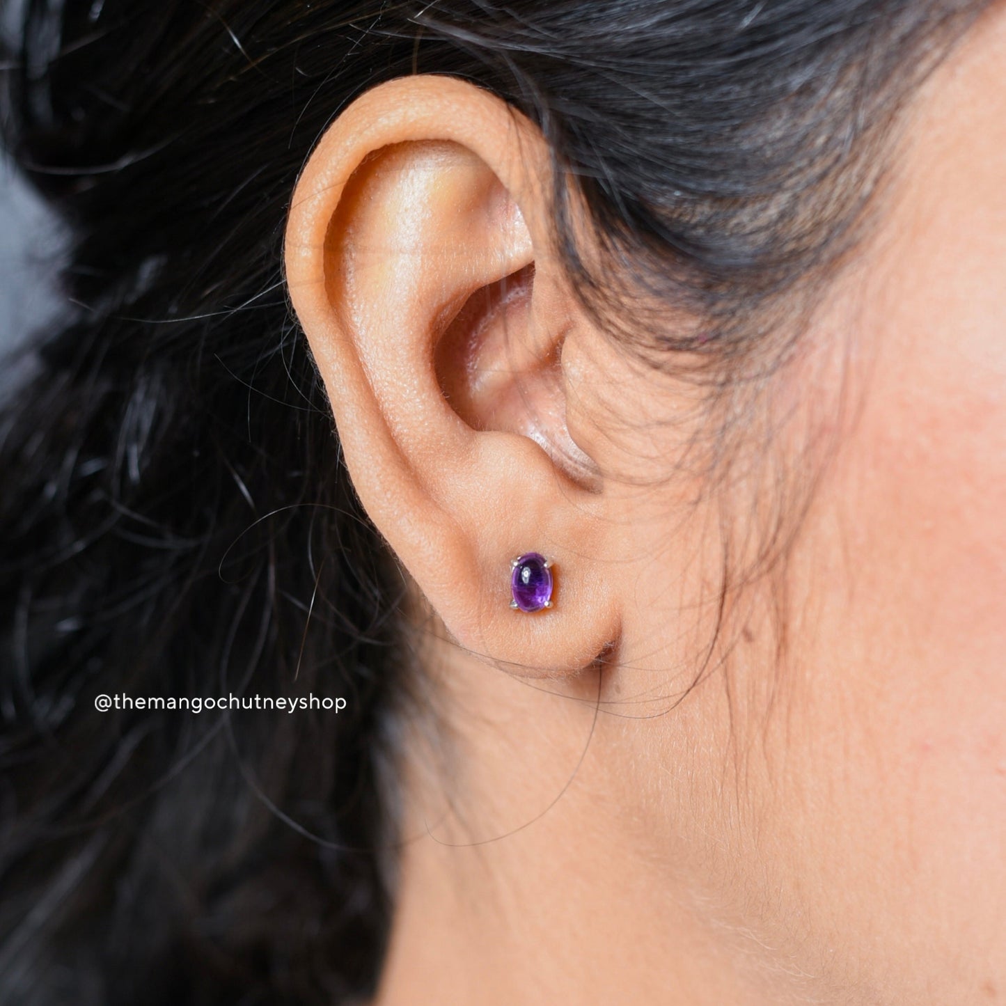 92.5 Sterling Silver Natural Crystal Mini Studs. - TheMangoChutneyShop
