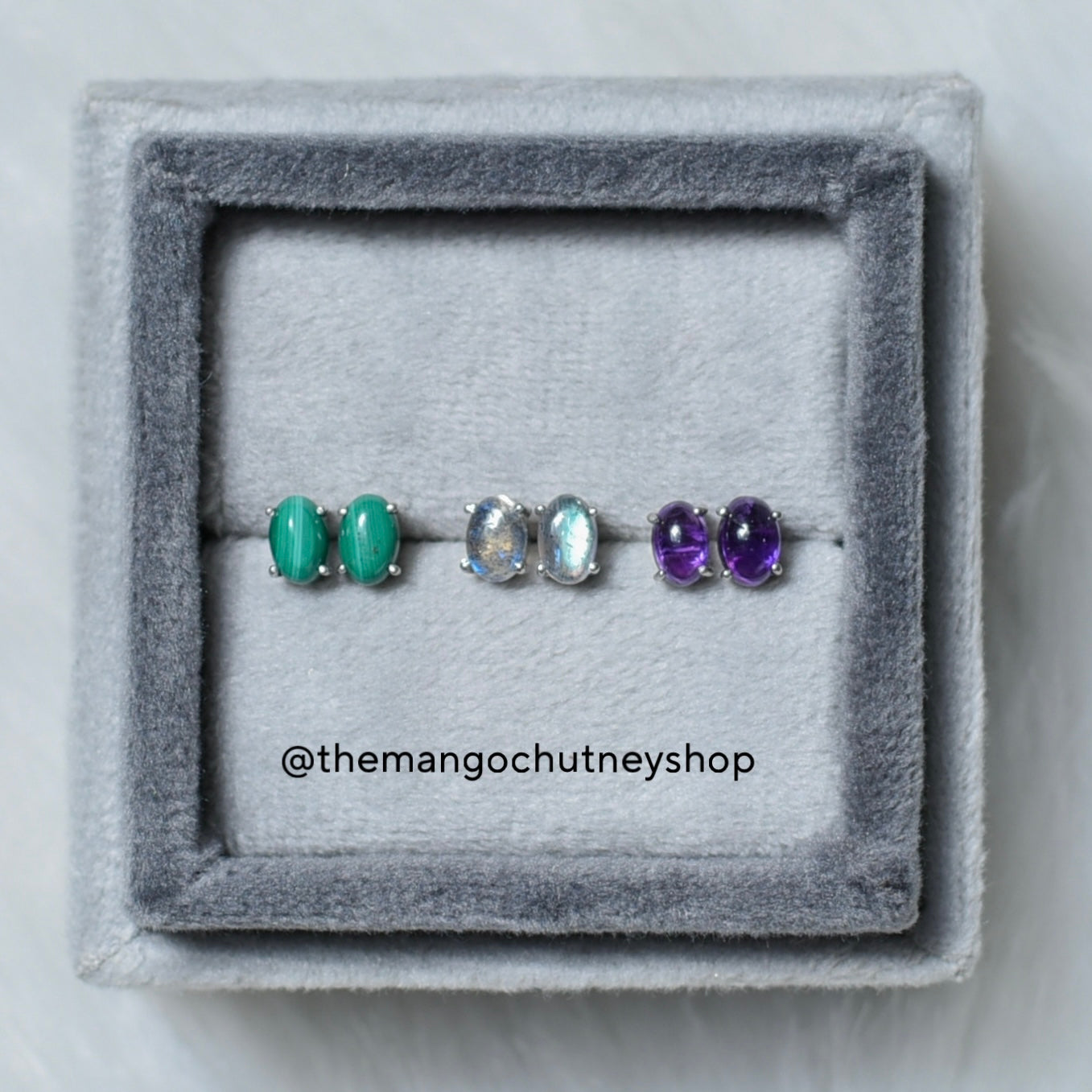 92.5 Sterling Silver Natural Crystal Mini Studs. - TheMangoChutneyShop