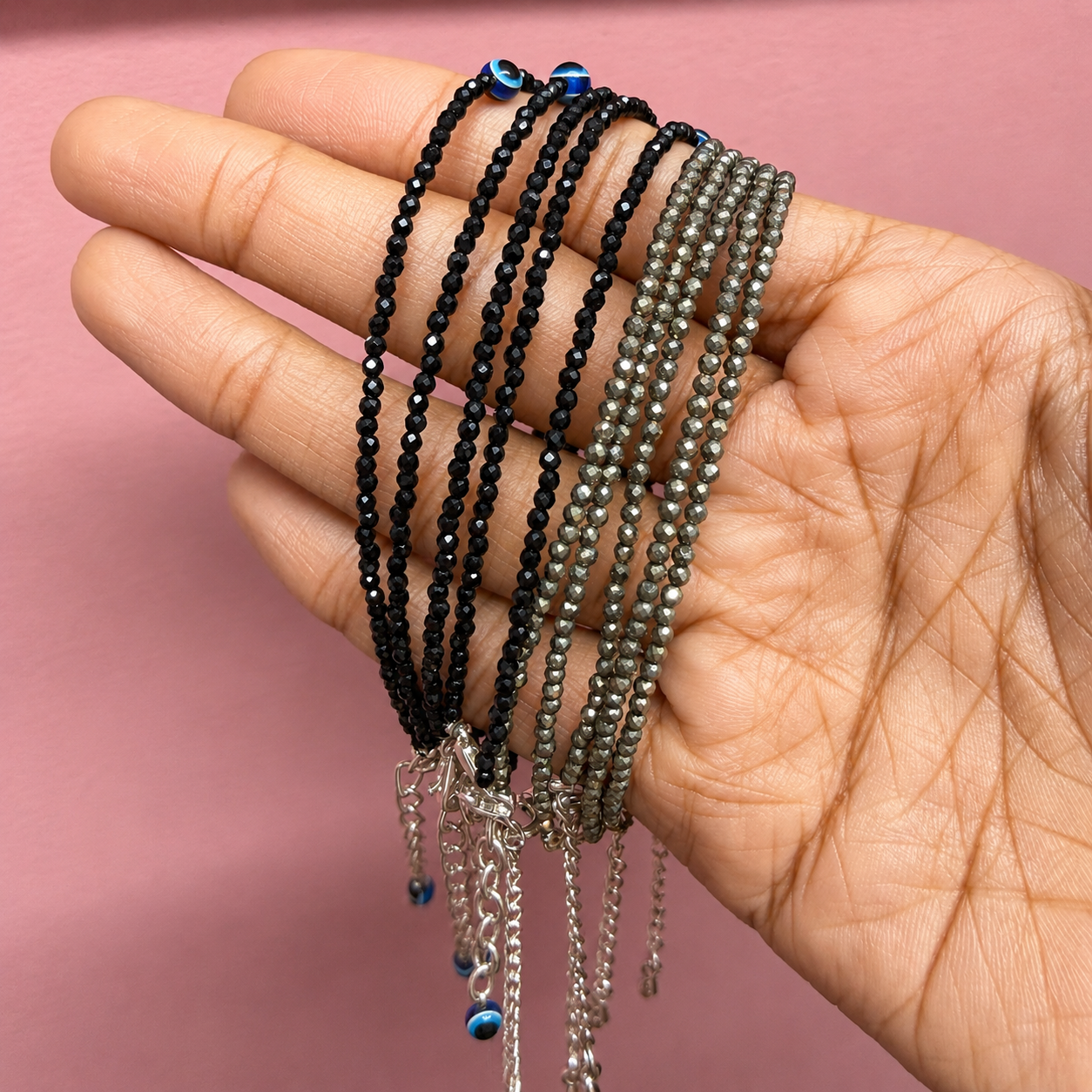 black obsidian and pyrite Anklet for protection and abundance. helps against negativity
