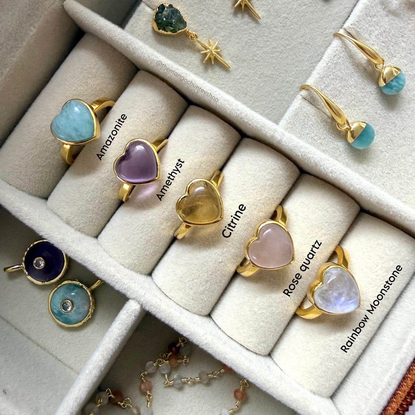 love stone money stone rings adjustable size calming stone crystal rings real stones Aesthetic stones