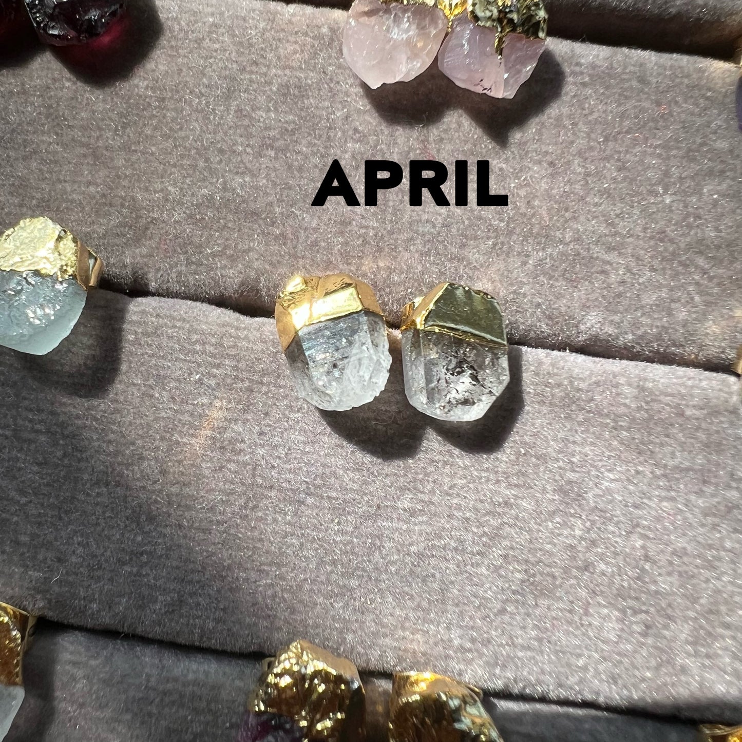 Birthstone Raw Stone Stud Earrings - TheMangoChutneyShop