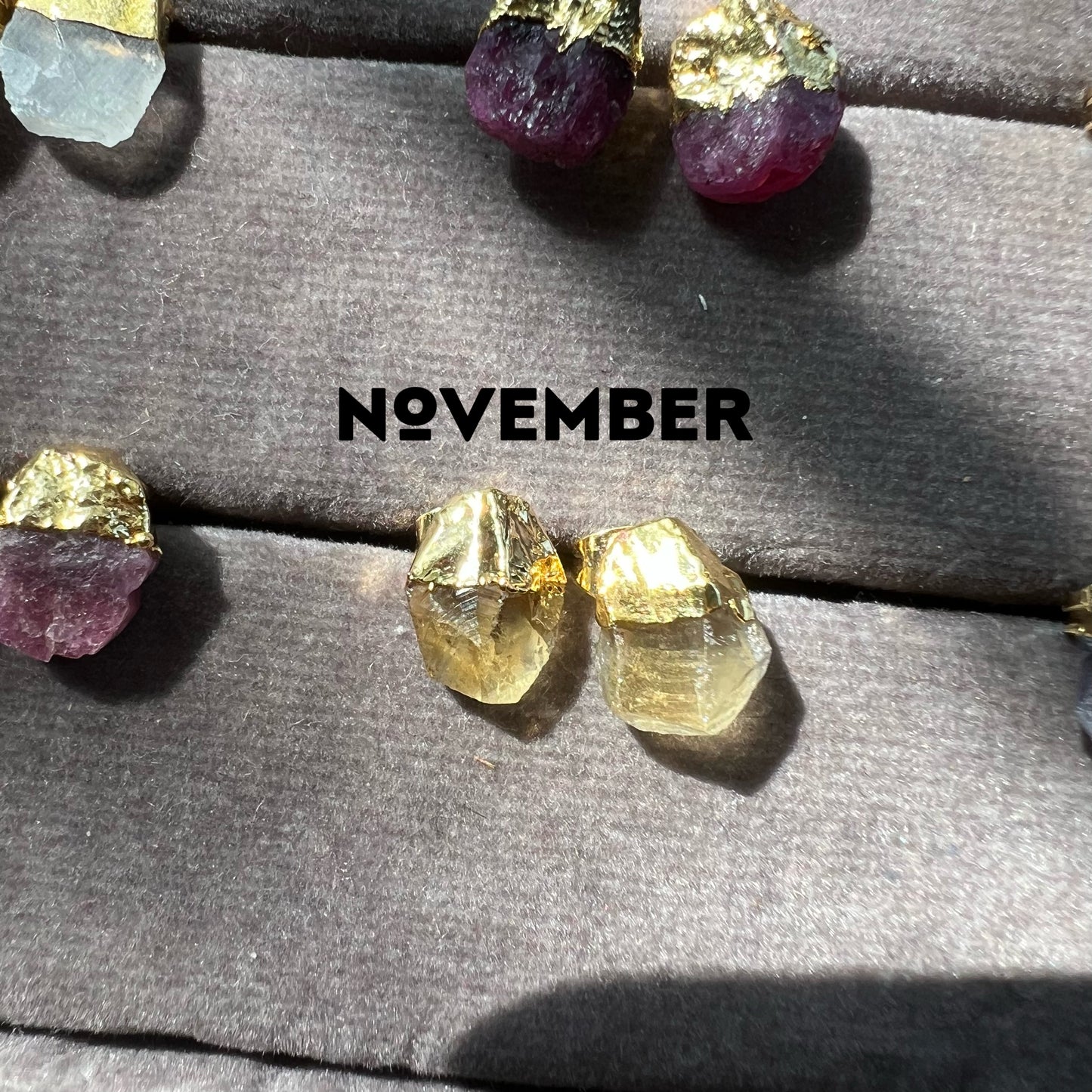 Birthstone Raw Stone Stud Earrings - TheMangoChutneyShop