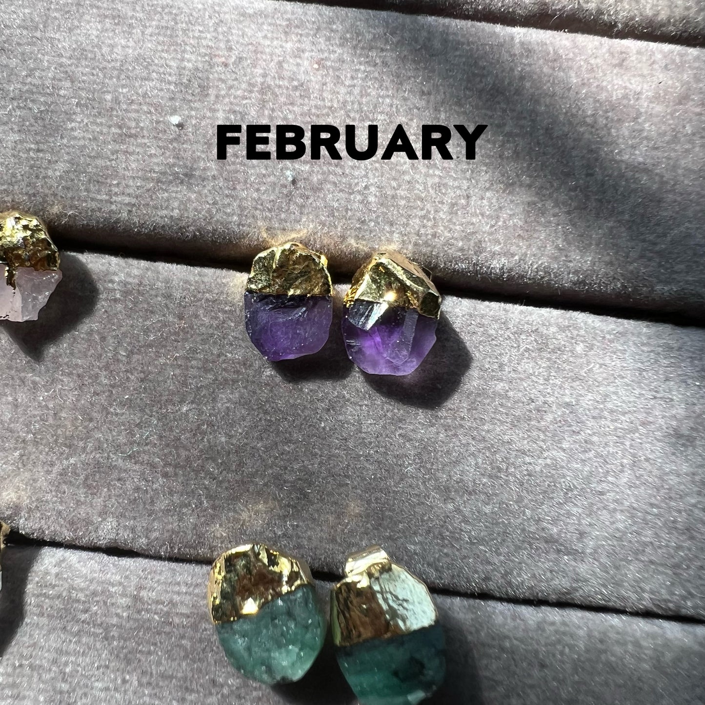 Birthstone Raw Stone Stud Earrings - TheMangoChutneyShop