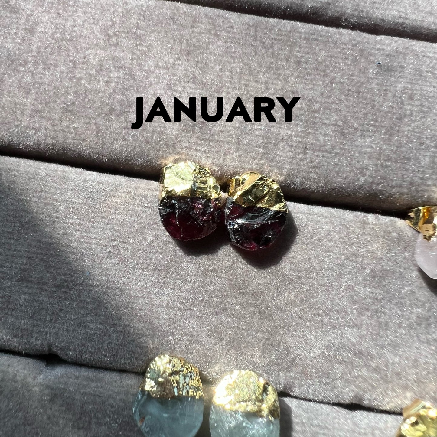 Birthstone Raw Stone Stud Earrings - TheMangoChutneyShop