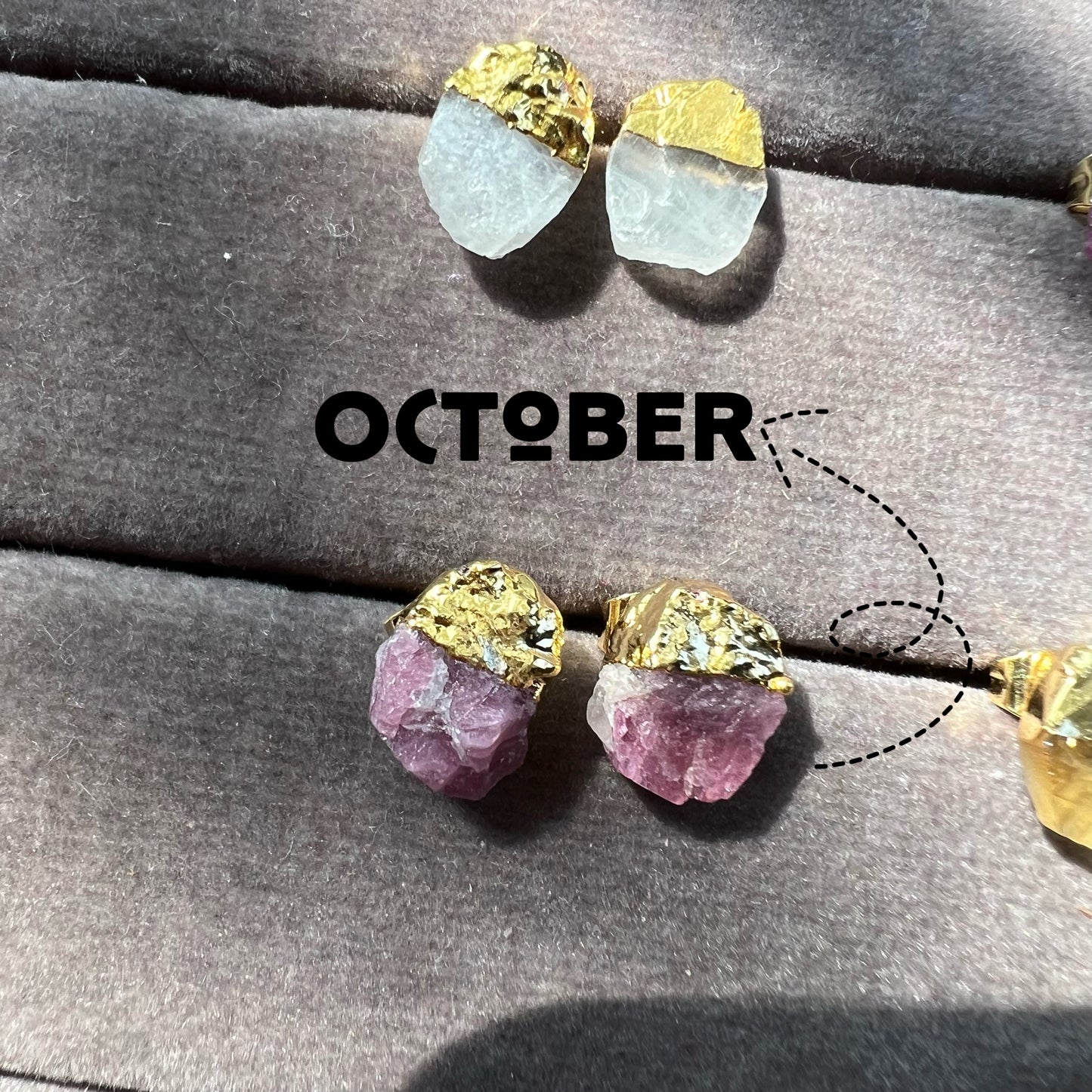 Birthstone Raw Stone Stud Earrings - TheMangoChutneyShop