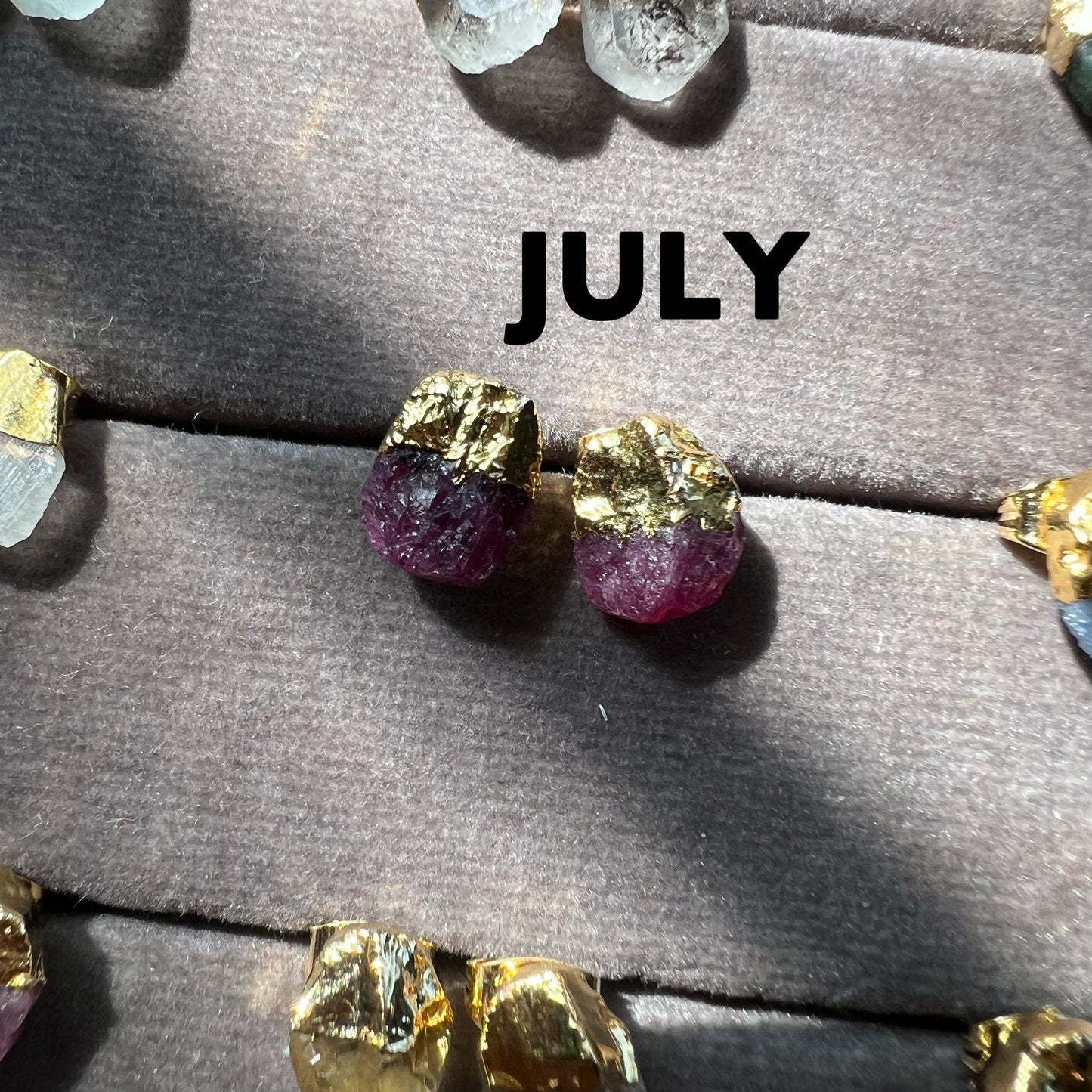 Birthstone Raw Stone Stud Earrings - TheMangoChutneyShop