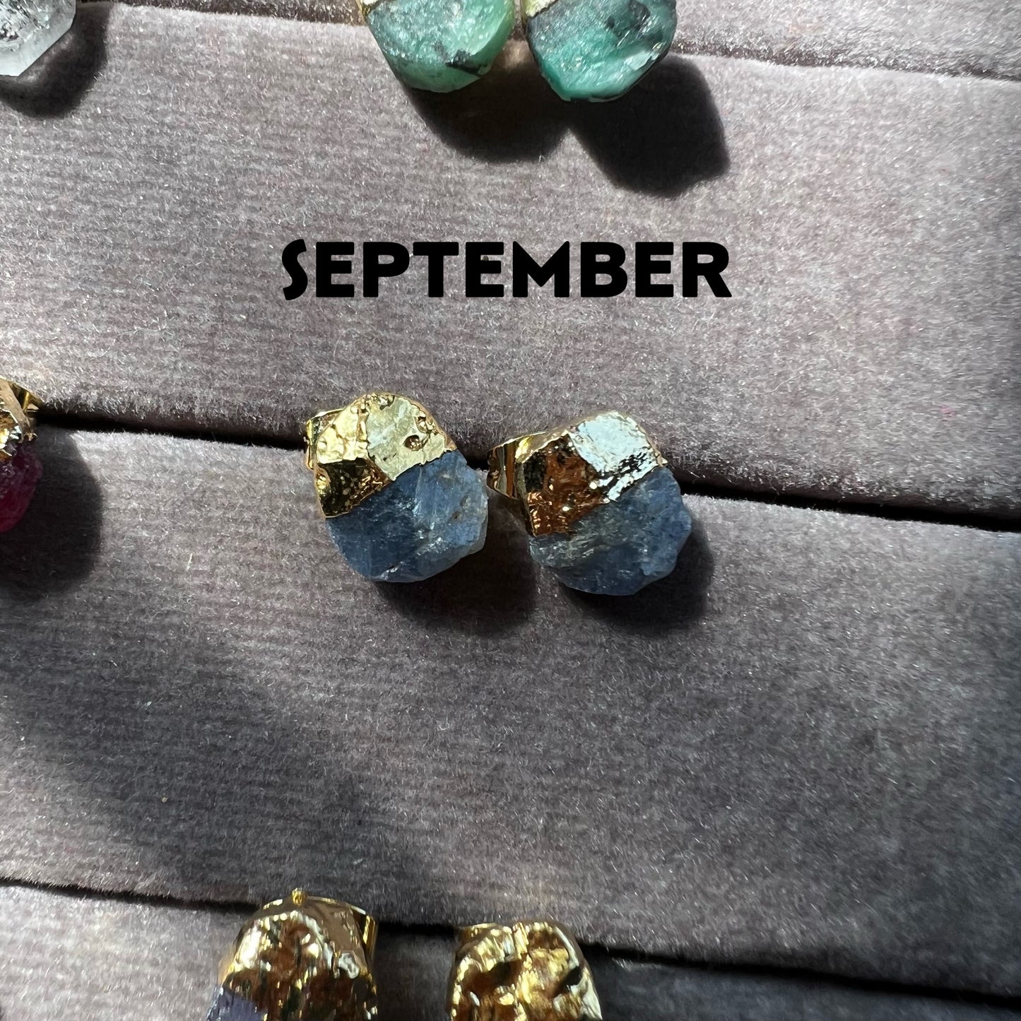 Birthstone Raw Stone Stud Earrings - TheMangoChutneyShop