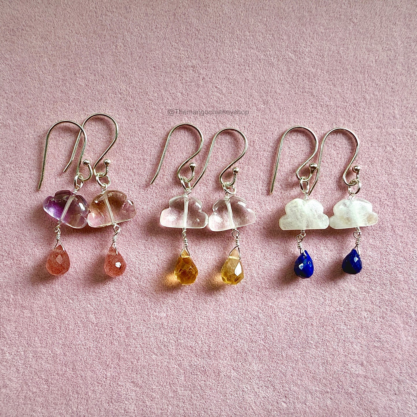 925 Crystal Stone Carving Earrings