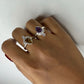 Crown + Pear Shaped 92.5 Sterling Silver Rings - Lab Certified & Adjustable