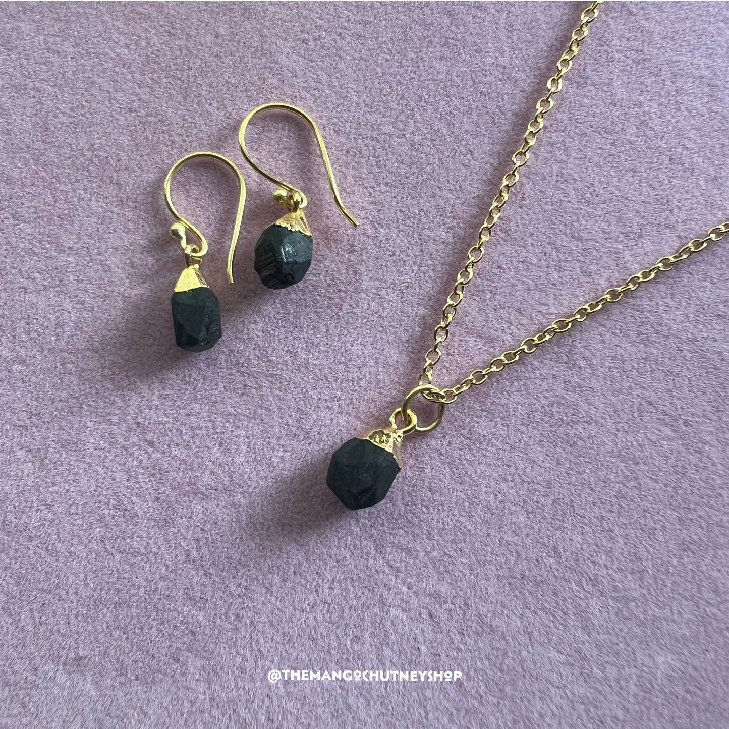 Black Tourmaline Necklace Drop Shaped 🖤