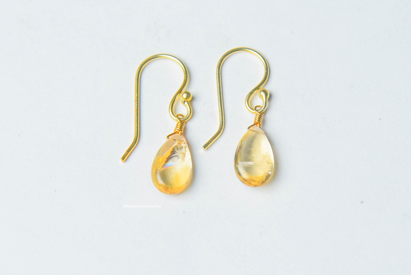 Natural Citrine Drop Shaped Huggies Earrings 💛