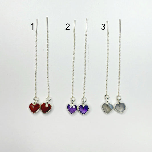 Crystal Heart Shaped Sui Dhaga Threader Earrings – 92.5 Silver