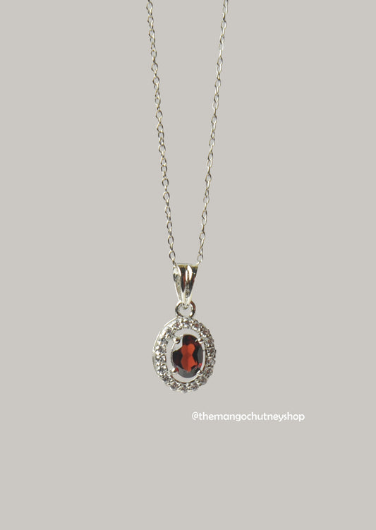 925 Sterling Silver Garnet Pendant + Chain With Lab Testing Certificate Of Authenticity ❤️