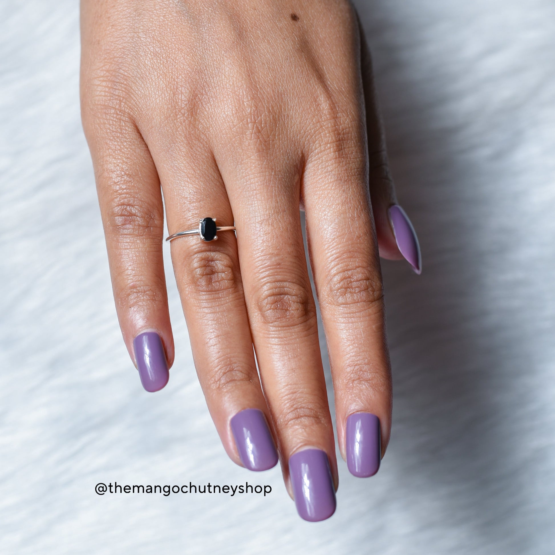 92.5 Sterling Silver Mini Oval Shaped Natural Stone Adjustable Rings 💍 - TheMangoChutneyShop