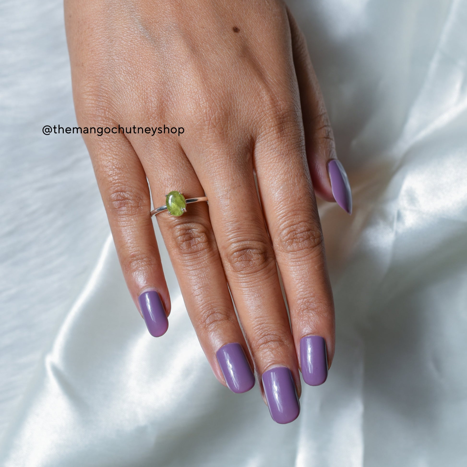 Oval Cabochon 92.5 Sterling Silver Adjustable Size Natural Crystal Stone Rings ✨ - TheMangoChutneyShop