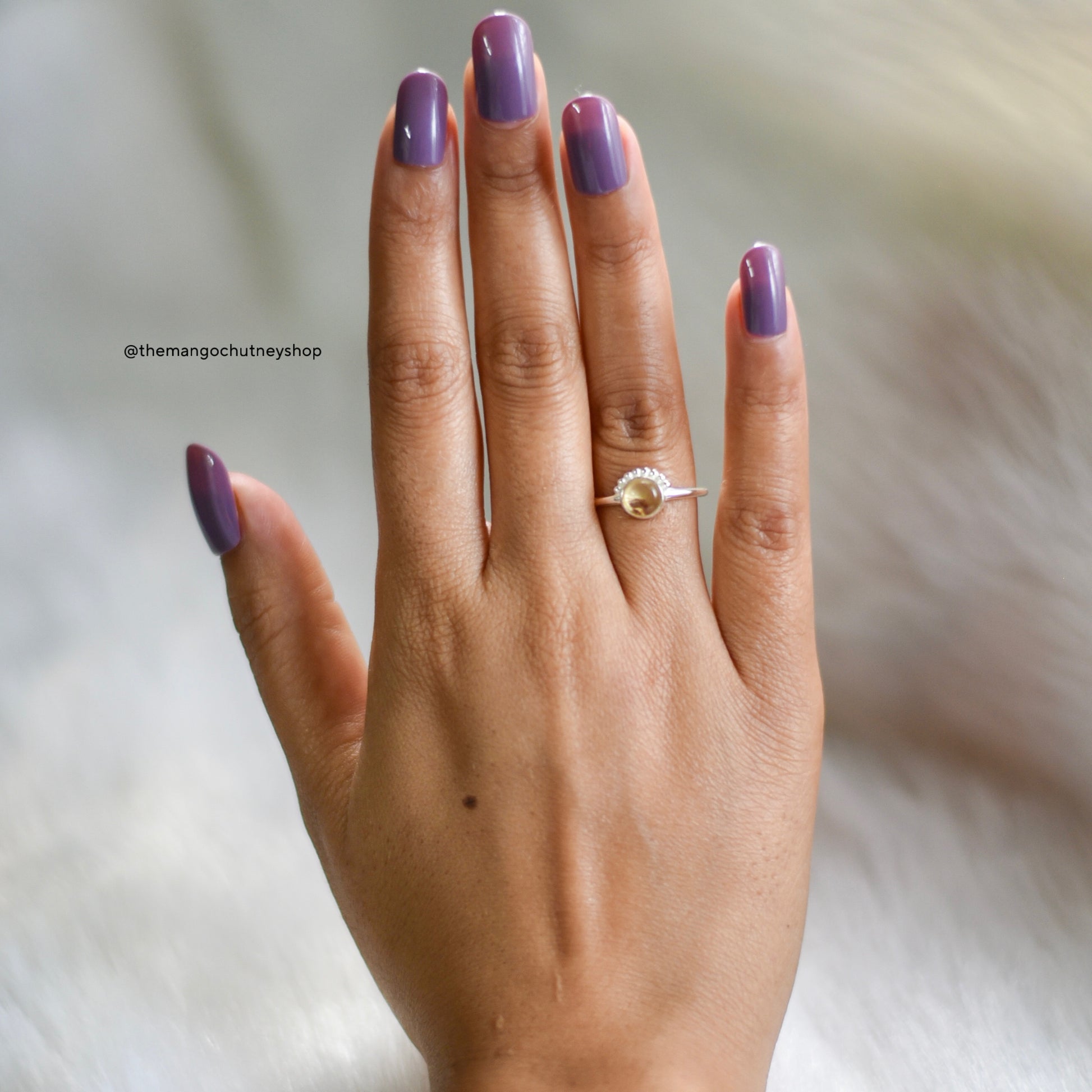 Round Shaped Natural Crystal Rings - 92.5 Sterling Silver Adjustable Size - TheMangoChutneyShop