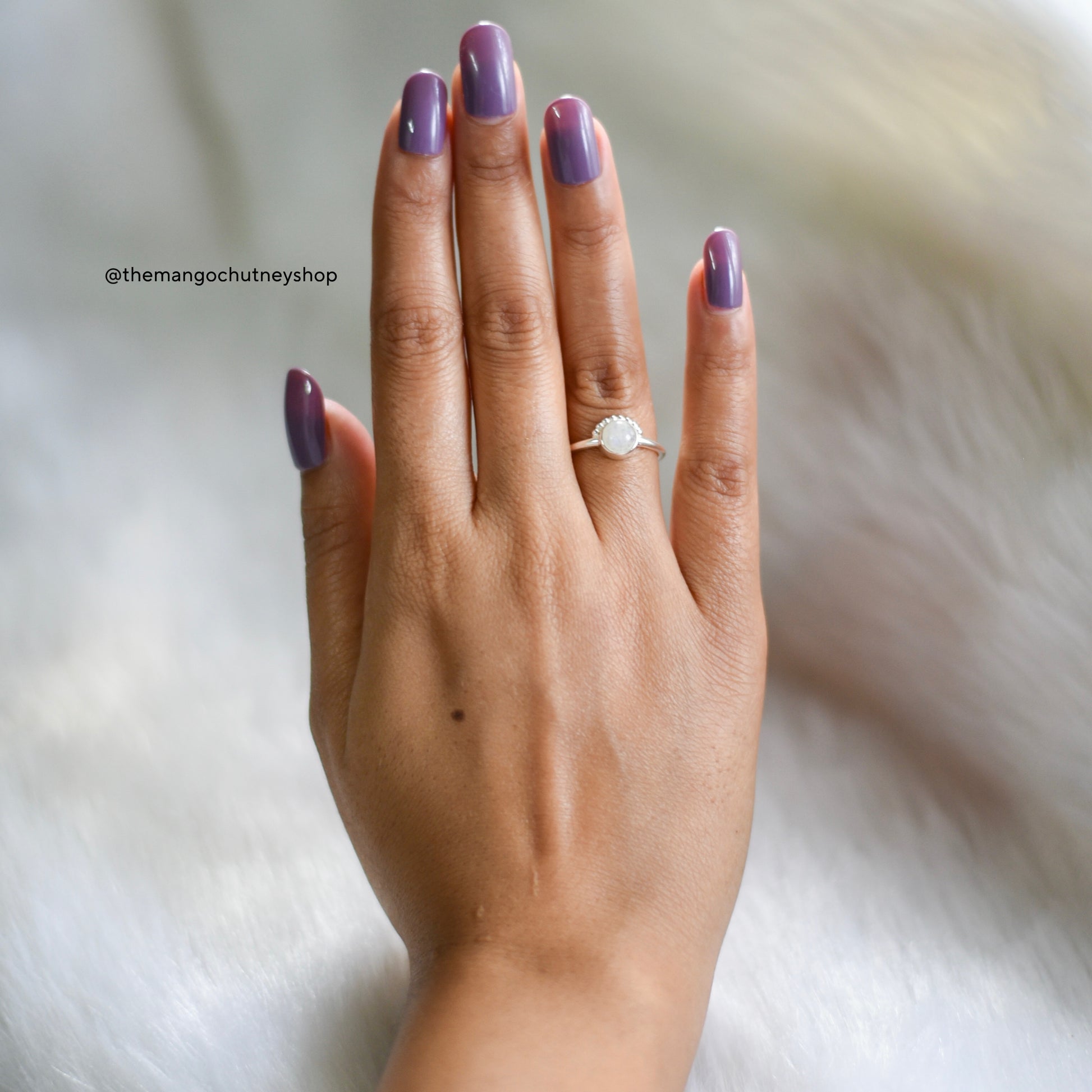 Round Shaped Natural Crystal Rings - 92.5 Sterling Silver Adjustable Size - TheMangoChutneyShop