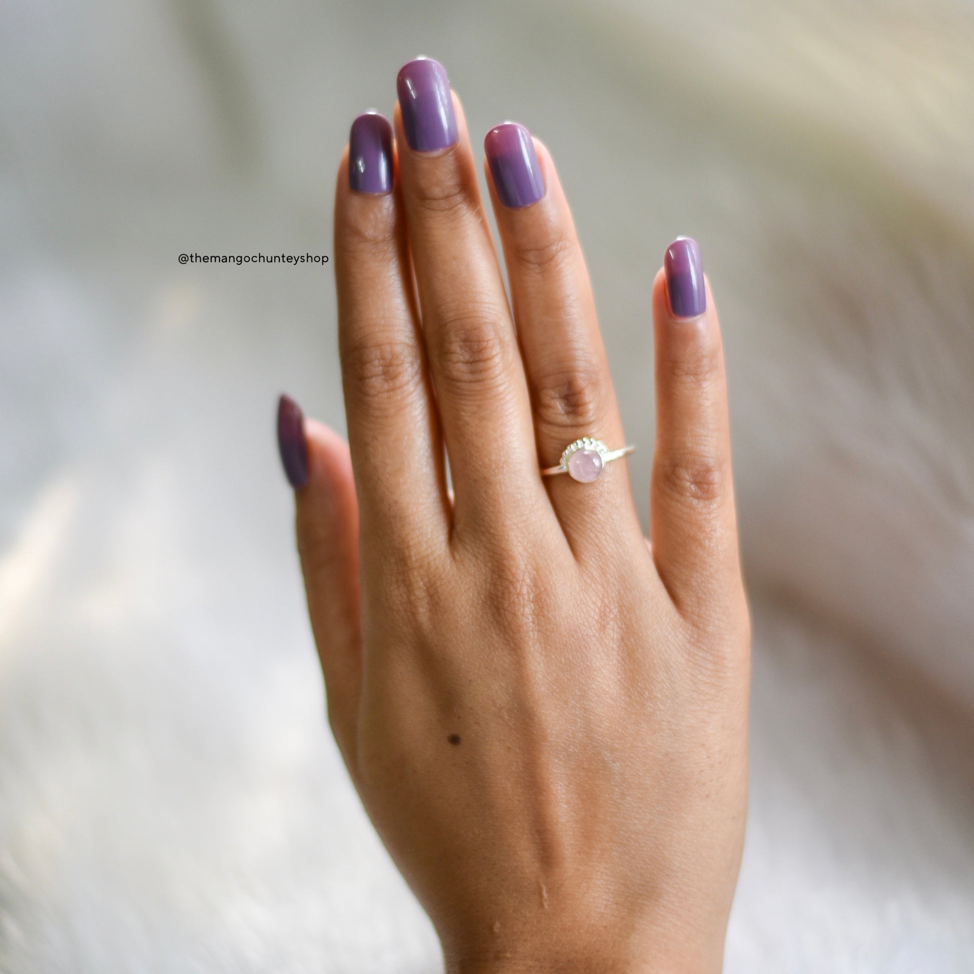 Round Shaped Natural Crystal Rings - 92.5 Sterling Silver Adjustable Size - TheMangoChutneyShop