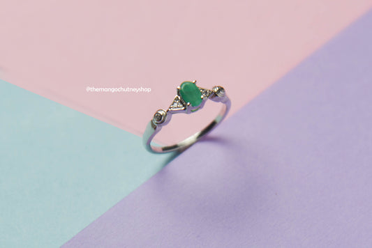 925 Sterling Silver Emerald Ring With Lab Testing Certificate Of Authenticity 💚 Size US - 8