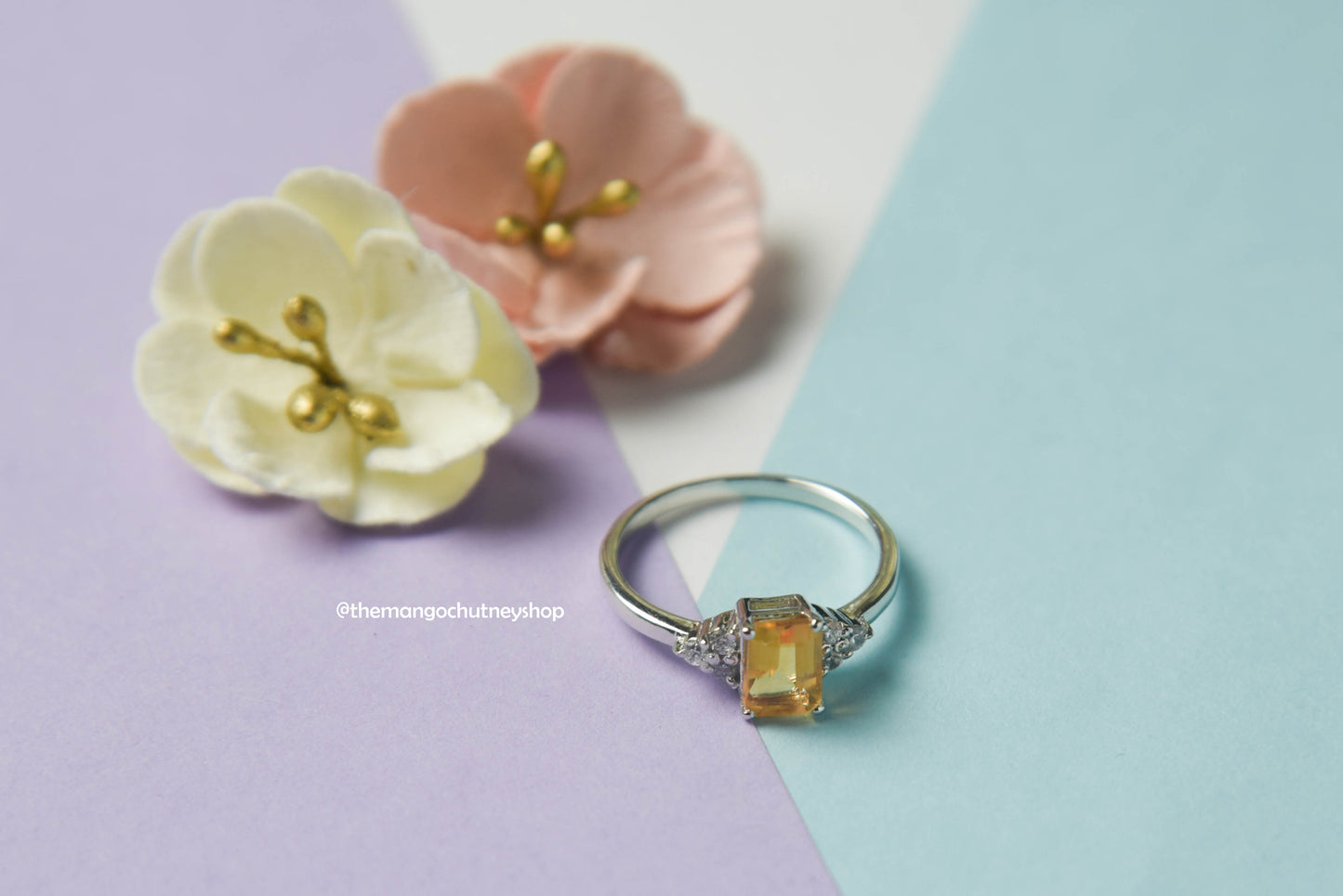 925 Sterling Silver Natural Citrine Ring With Lab Testing Certificate Of Authenticity 💛 Size US - 7.5