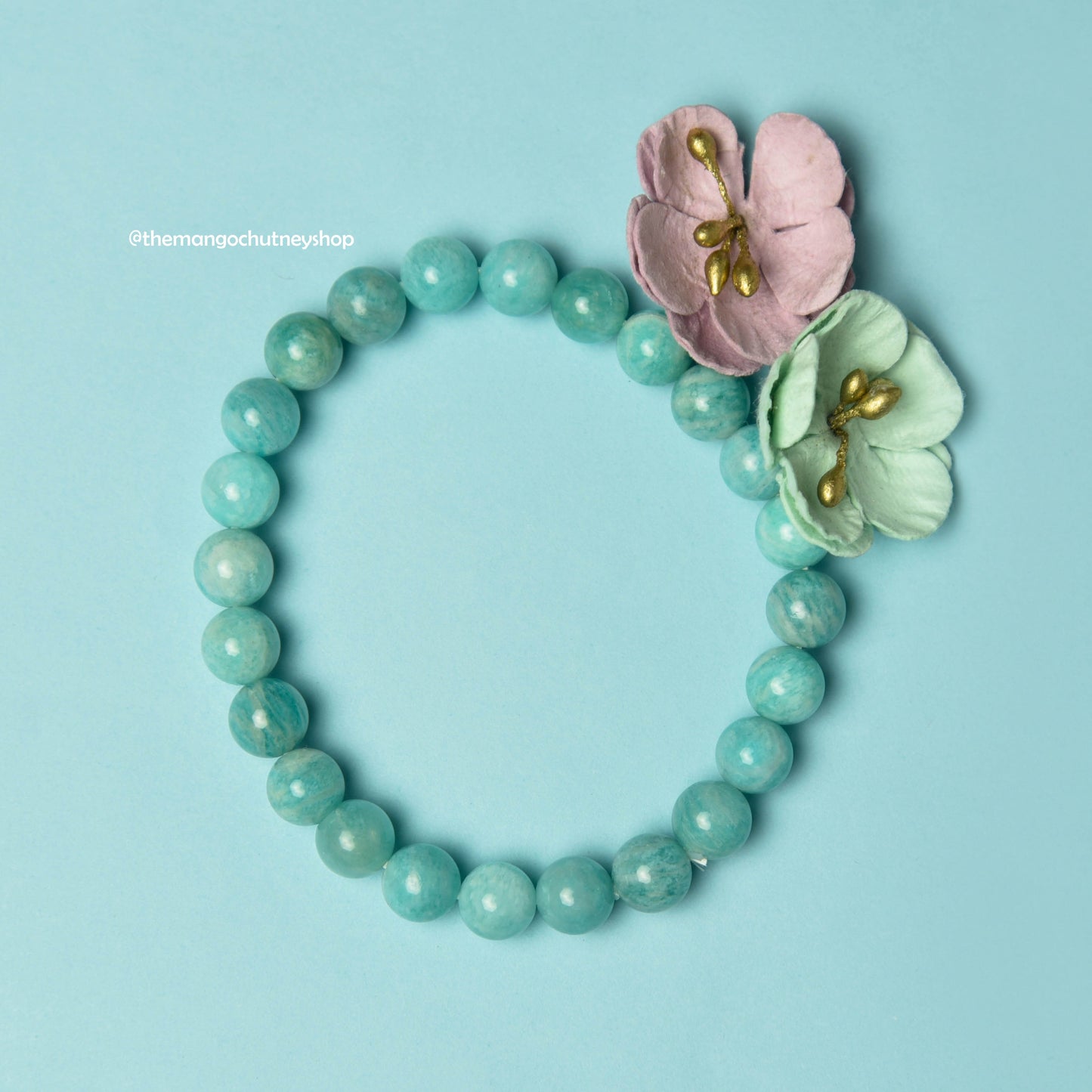 Natural Amazonite 8mm Bracelet With Lab Testing Certificate - TheMangoChutneyShop