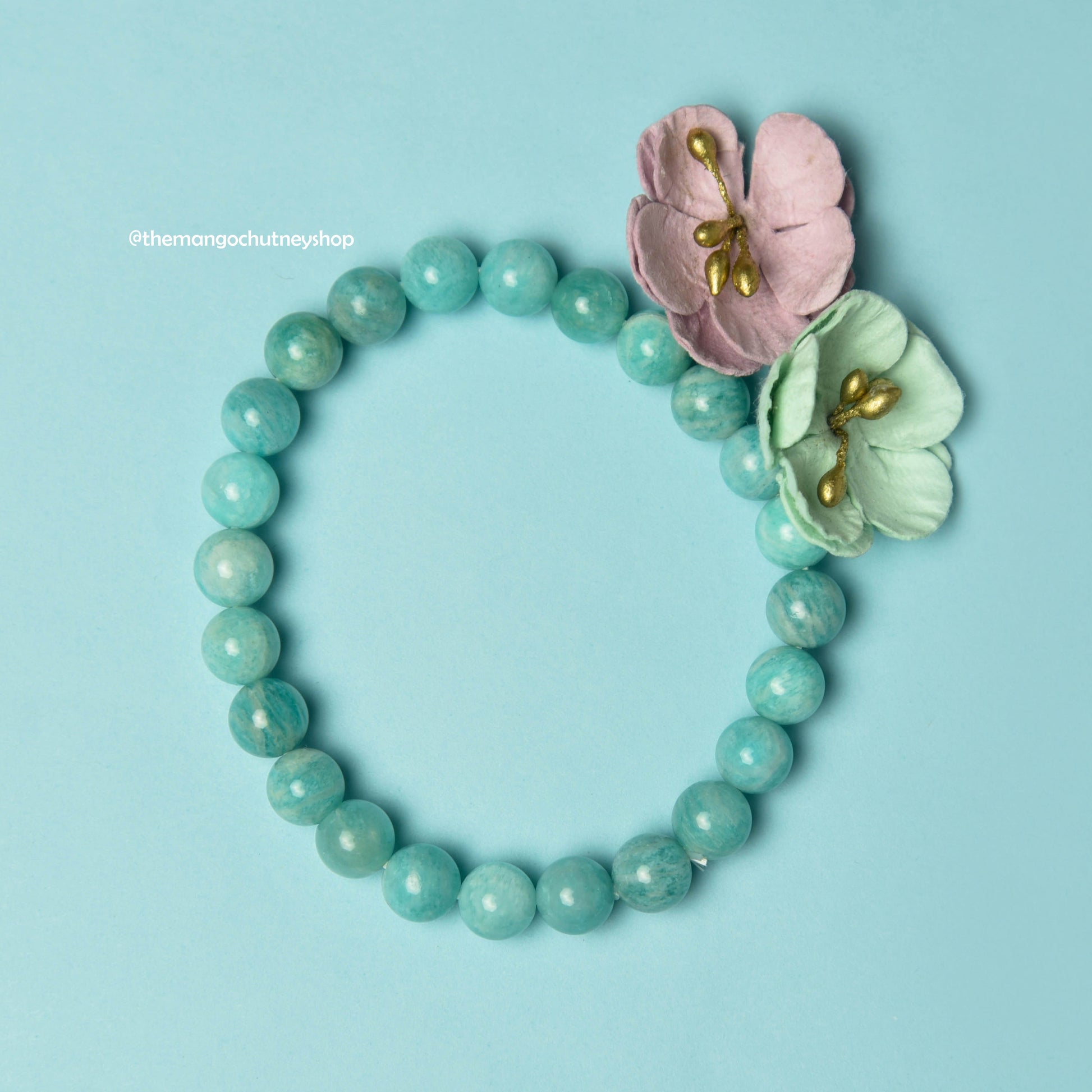 Natural Amazonite 8mm Bracelet With Lab Testing Certificate - TheMangoChutneyShop