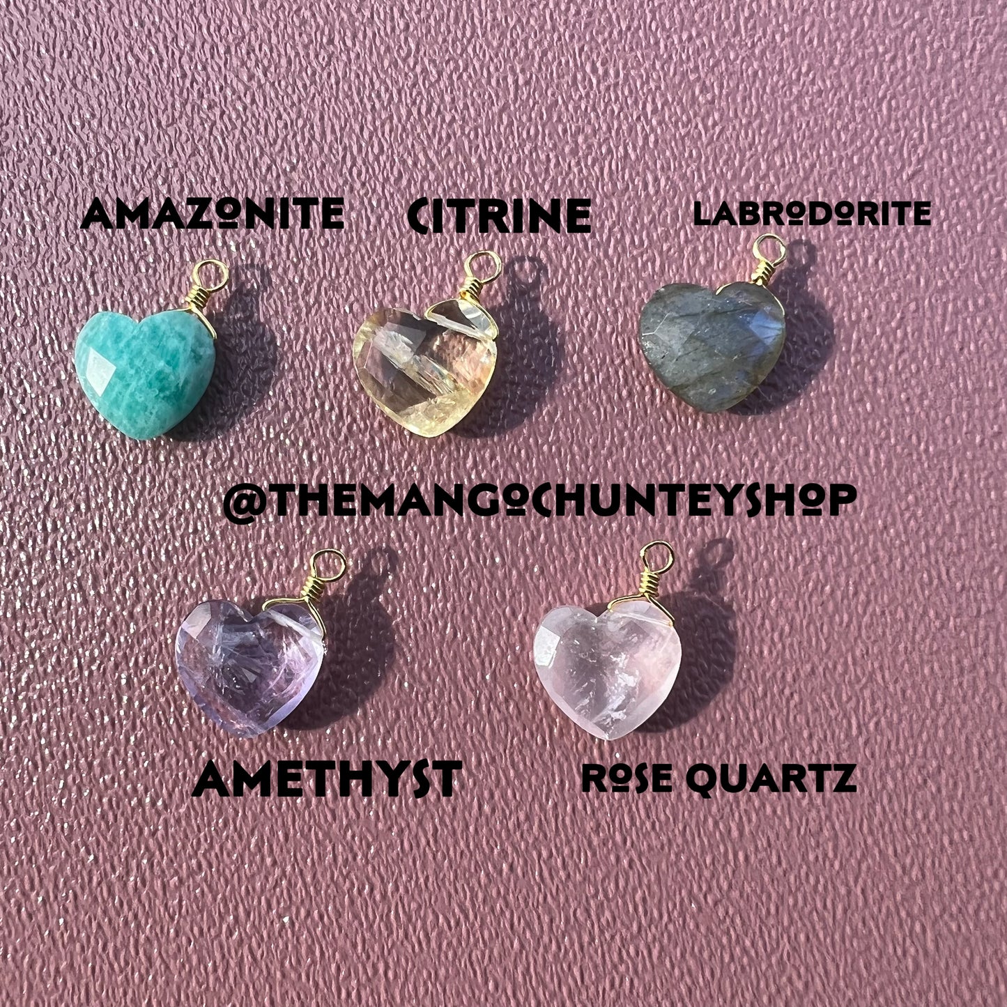 Heart Shaped Gemstone Pendants - TheMangoChutneyShop