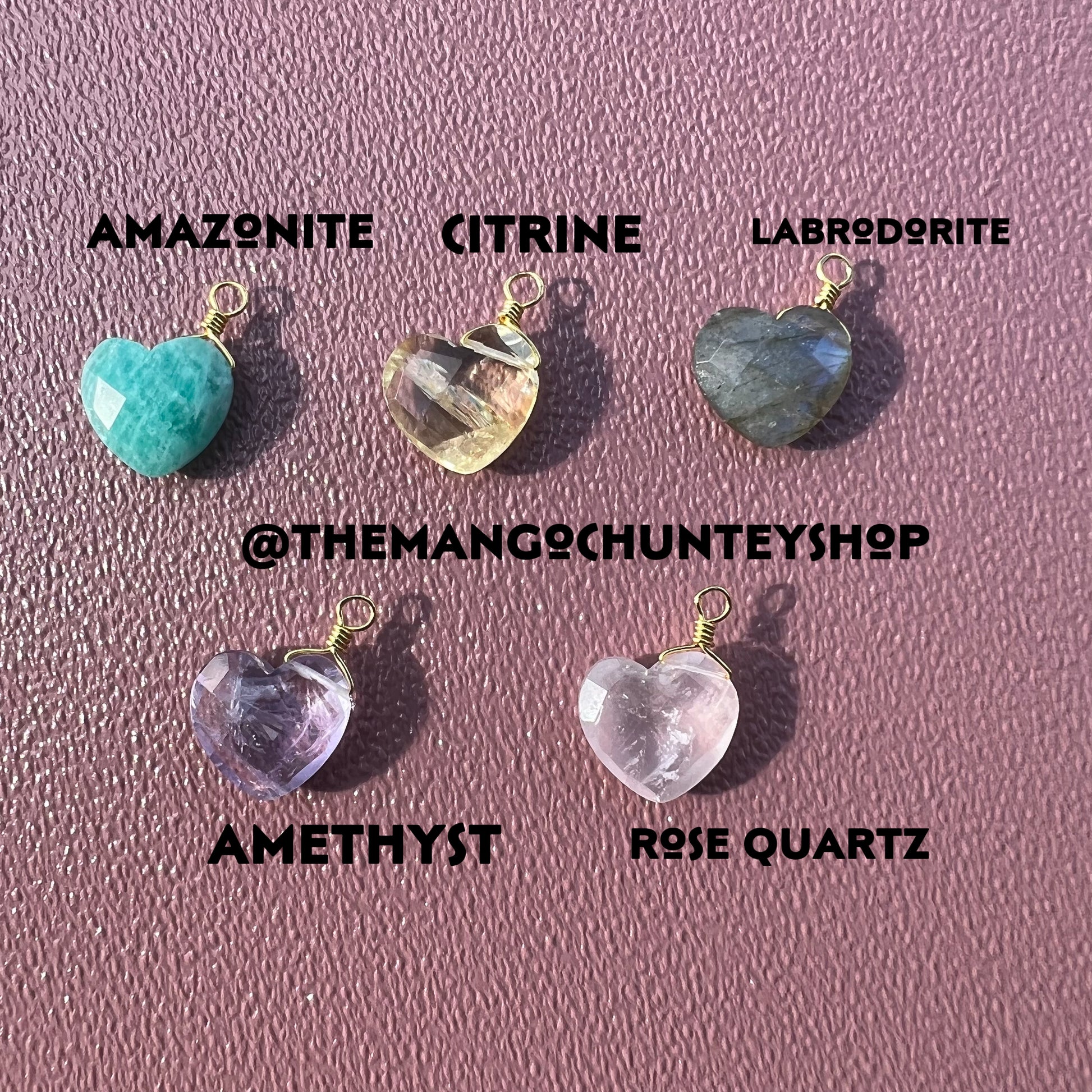 Heart Shaped Gemstone Pendants - TheMangoChutneyShop