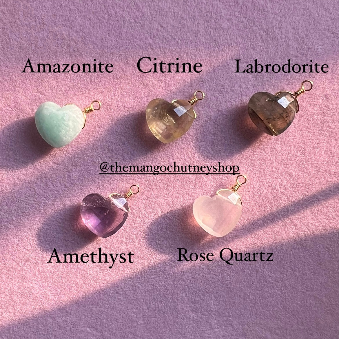 Heart Shaped Gemstone Pendants - TheMangoChutneyShop