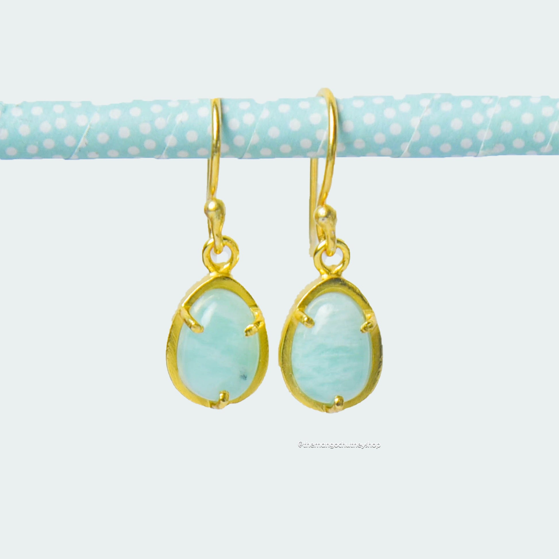 Amazonite Huggies Earrings - TheMangoChutneyShop