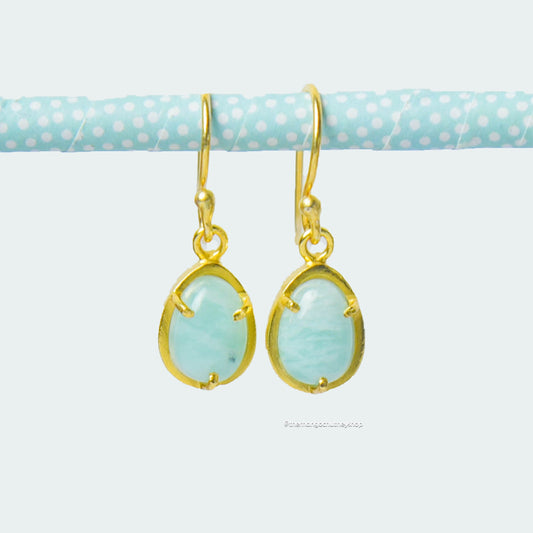 Amazonite Huggies Earrings - TheMangoChutneyShop