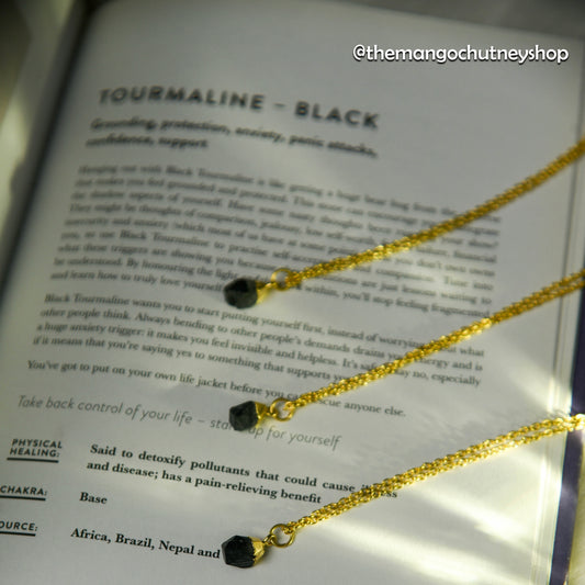 Black Tourmaline Necklace Drop Shaped 🖤