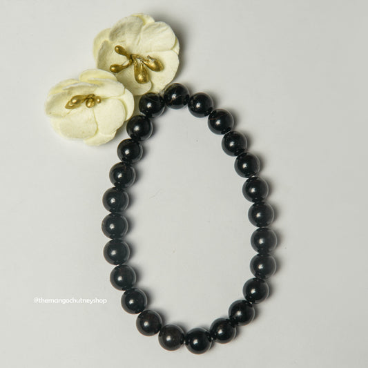 Natural Black Tourmaline 8mm Bracelet With Lab Testing Certificate - TheMangoChutneyShop