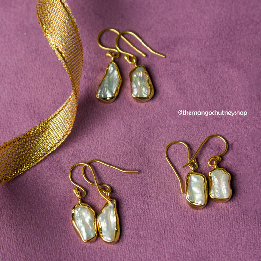 Fresh Water Cultured Pearl Dangling Earrings - TheMangoChutneyShop