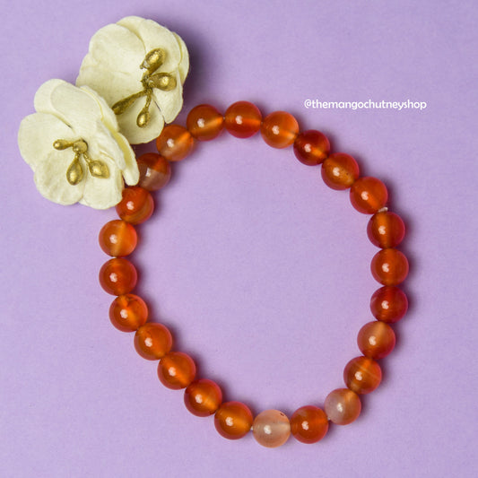 Natural Carnelian 8mm Bracelet With Lab Testing Certificate. - TheMangoChutneyShop