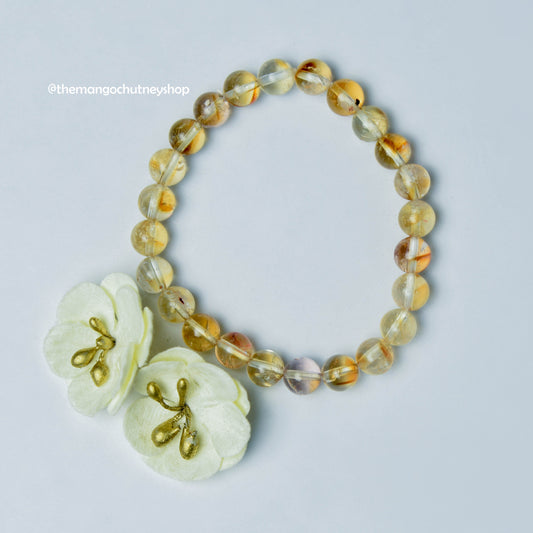 Natural Citrine 8mm Bracelet With Lab Testing Certificate - TheMangoChutneyShop
