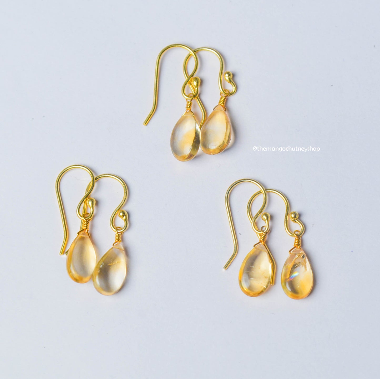 Cult Favourite - Natural Citrine Drop Shaped Huggies Earrings - TheMangoChutneyShop
