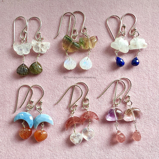 925 Crystal Stone Carving Earrings