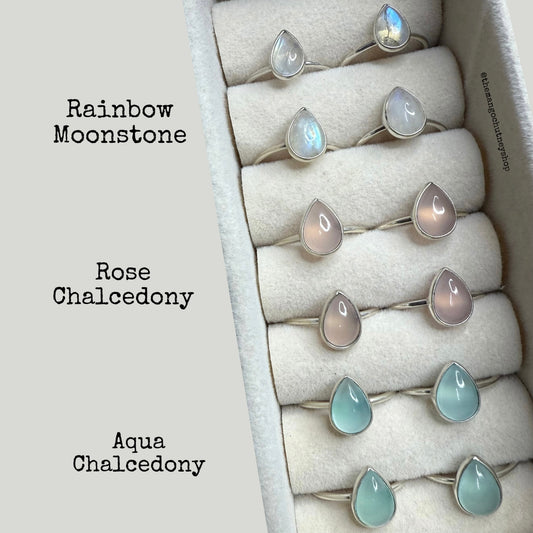 Pear-Shaped 92.5 Sterling Silver Adjustable Rings