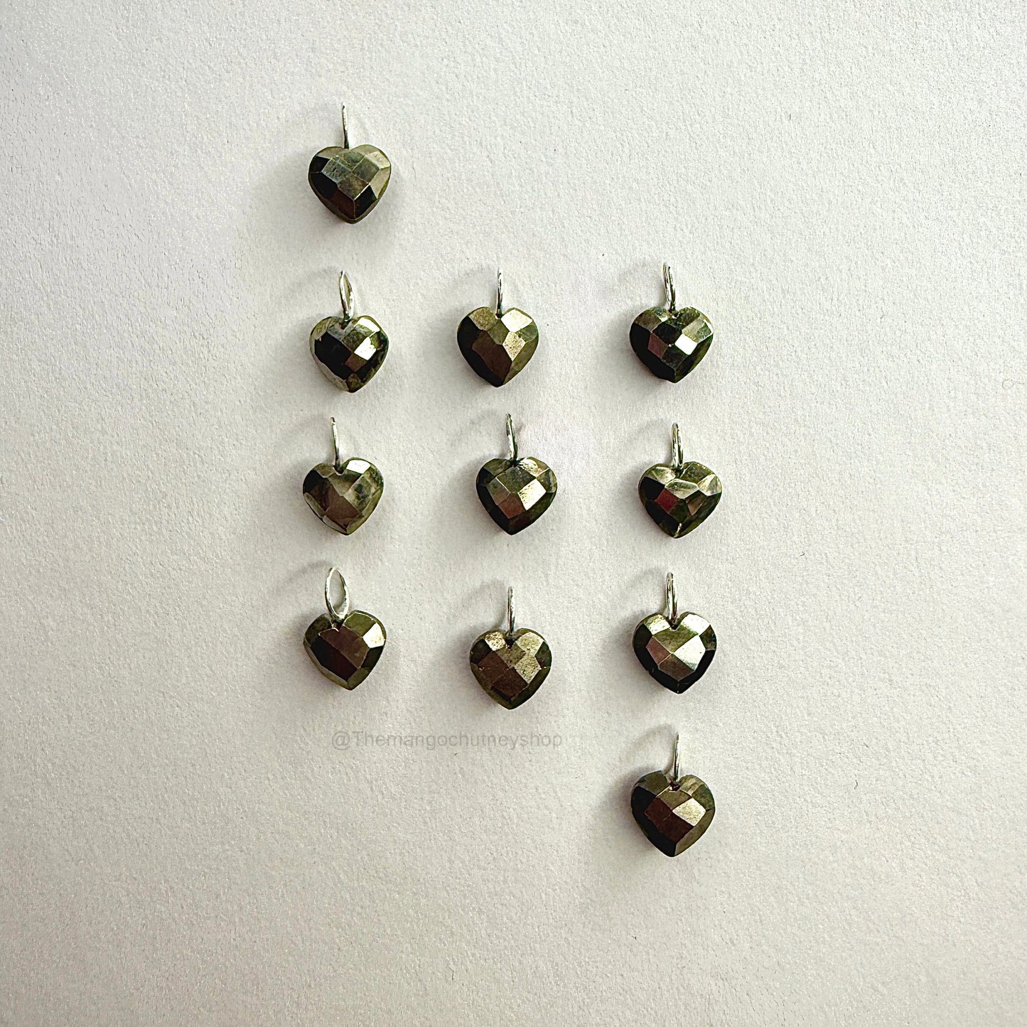 Mini Heart Pyrite Pendants - Silver (Only Pendant)